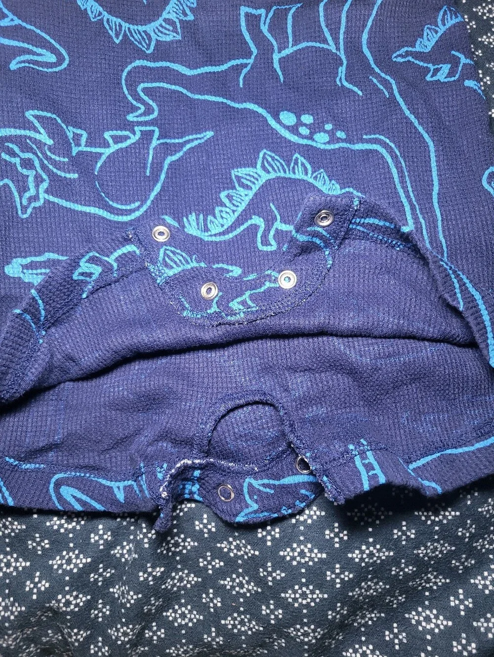 Carter's Navy Blue Baby Romper with Bright Blue Dinosaur Print